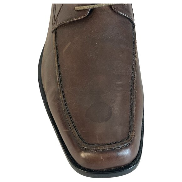 Mens Aston Grey Brown Leather Dress Shoes Oxford Size 11 Tie Lace Up Rubber Sole - Picture 3 of 12